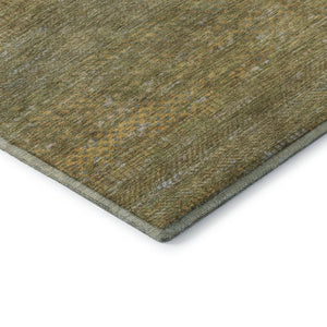 HomeRoots 9' x 12' Sage Gold & Khaki Striped Area Rug - Soft, Durable, Washable with UV Protection for Homes 695473