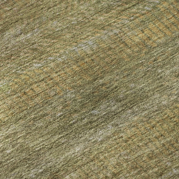 HomeRoots 9' x 12' Sage Gold & Khaki Striped Area Rug - Soft, Durable, Washable with UV Protection for Homes 695473