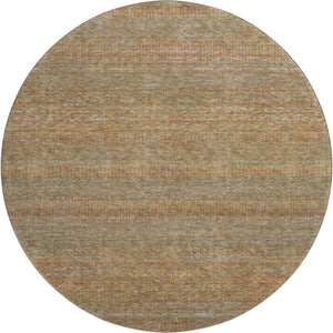 HomeRoots 8' Taupe Brown & Copper Striped Washable Round Rug – Durable, Stylish, Stain Resistant, UV Safe! 695477