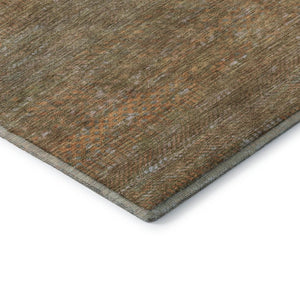 HomeRoots 8' Taupe Brown & Copper Striped Washable Round Rug – Durable, Stylish, Stain Resistant, UV Safe! 695477