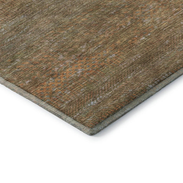 HomeRoots 8' Taupe Brown & Copper Striped Washable Round Rug – Durable, Stylish, Stain Resistant, UV Safe! 695477
