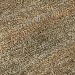 HomeRoots 8' Taupe Brown & Copper Striped Washable Round Rug – Durable, Stylish, Stain Resistant, UV Safe! 695477