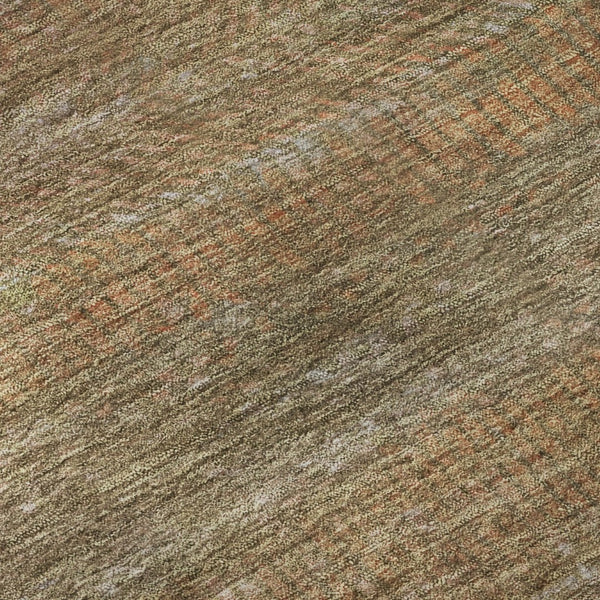 HomeRoots 8' Taupe Brown & Copper Striped Washable Round Rug – Durable, Stylish, Stain Resistant, UV Safe! 695477