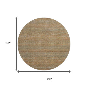 HomeRoots 8' Taupe Brown & Copper Striped Washable Round Rug – Durable, Stylish, Stain Resistant, UV Safe! 695477