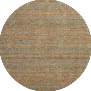 HomeRoots 8' Taupe Brown & Copper Striped Washable Round Rug – Durable, Stylish, Stain Resistant, UV Safe! 695477