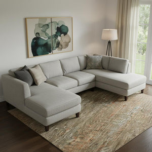 HomeRoots 9' X 12' Washable Area Rug in Taupe, Brown & Copper - Durable, UV-Protected for High-Traffic Spaces 695479