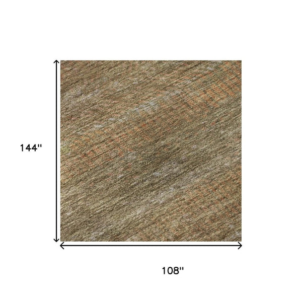 HomeRoots 9' X 12' Washable Area Rug in Taupe, Brown & Copper - Durable, UV-Protected for High-Traffic Spaces 695479