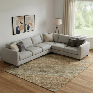 HomeRoots 10' Taupe Brown & Copper Striped Washable Area Rug – Durable, Stylish, UV-Protected for Homes 695480