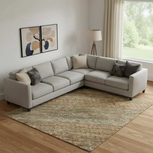 HomeRoots 10' Taupe Brown & Copper Striped Washable Area Rug – Durable, Stylish, UV-Protected for Homes 695480