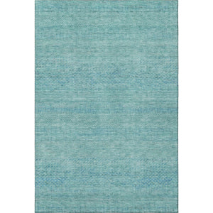 HomeRoots 5' X 8' Aqua and Teal Striped Washable Area Rug – UV-Protected, Stain-Resistant, Durable Design! 695482