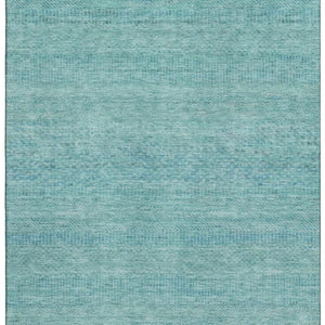 HomeRoots 8' X 10' Aqua & Teal Striped Area Rug – Durable, UV-Protected, Stain-Resistant for Indoor & Outdoor Use 695484