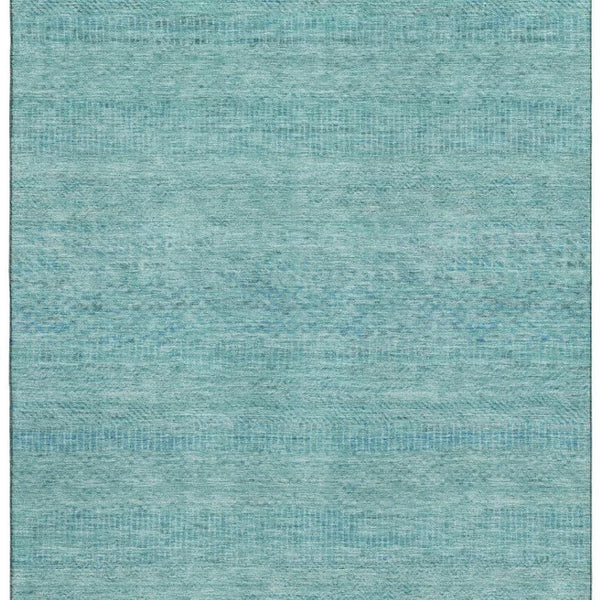 HomeRoots 8' X 10' Aqua & Teal Striped Area Rug – Durable, UV-Protected, Stain-Resistant for Indoor & Outdoor Use 695484