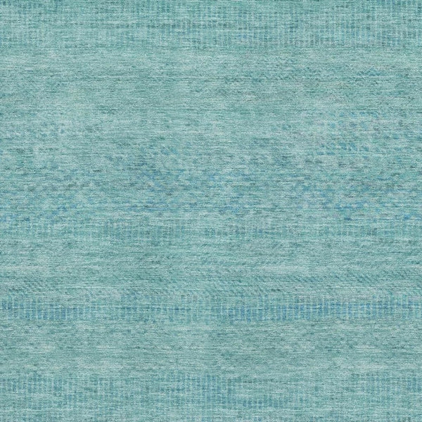 HomeRoots 9' X 12' Aqua and Teal Striped Area Rug - Washable, UV Protected, Non-Slip, Perfect for Busy Homes 695485