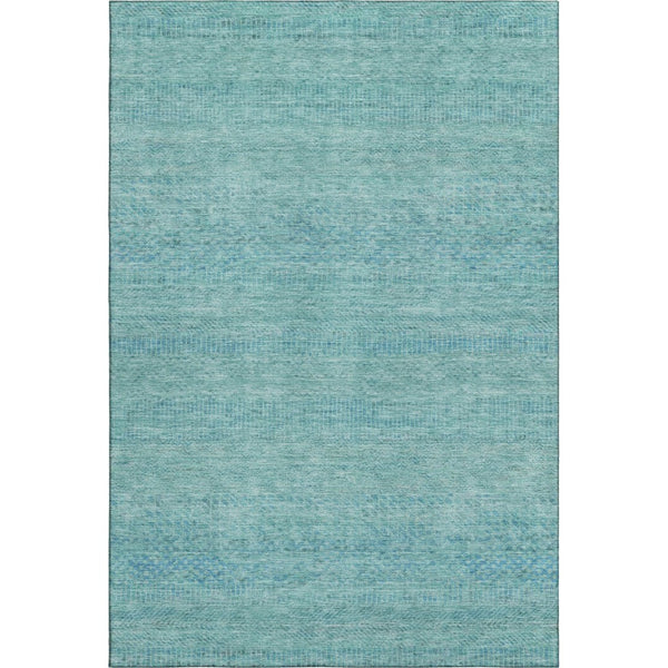 HomeRoots 10' X 14' Aqua & Teal Striped Washable Area Rug - UV Protected, Stain-Resistant for Busy Homes 695486