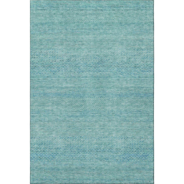 HomeRoots 10' X 14' Aqua & Teal Striped Washable Area Rug - UV Protected, Stain-Resistant for Busy Homes 695486