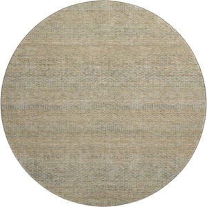HomeRoots 8' Stylish Washable Round Rug in Beige, Gray & Khaki Stripes - UV Protected & Durable for Homes 695489