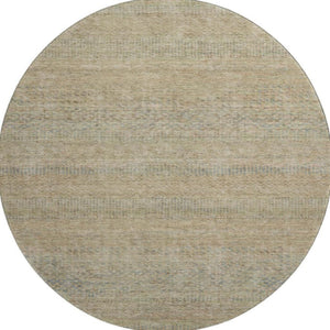 HomeRoots 8' Stylish Washable Round Rug in Beige, Gray & Khaki Stripes - UV Protected & Durable for Homes 695489