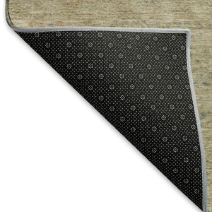 HomeRoots 9' X 12' Striped Area Rug in Beige, Gray & Khaki - Washable, Stain-Resistant, UV Protected Design 695491