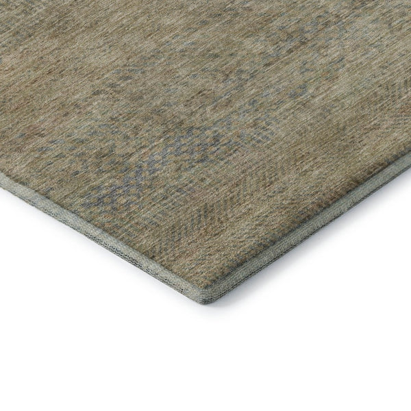 HomeRoots 9' X 12' Striped Area Rug in Beige, Gray & Khaki - Washable, Stain-Resistant, UV Protected Design 695491
