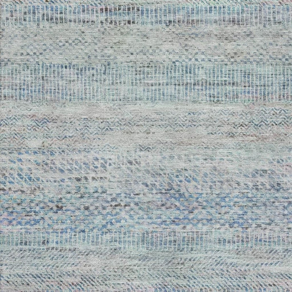 HomeRoots 5' X 8' Washable Blue Gray & Ivory Striped Area Rug - UV Protection, Stain Resistant, Easy Care! 695494