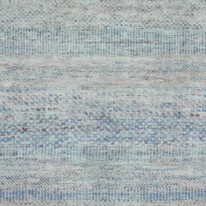 HomeRoots 9' X 12' Stylish Blue Gray & Ivory Striped Washable Area Rug with UV Protection for Any Space 695497