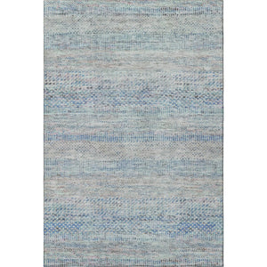 HomeRoots 9' X 12' Stylish Blue Gray & Ivory Striped Washable Area Rug with UV Protection for Any Space 695497