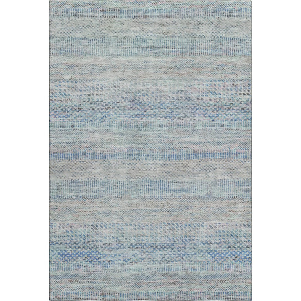 HomeRoots 10' Stylish Blue Gray and Ivory Striped Washable Area Rug - Durable, Stain Resistant with UV Protection 695498