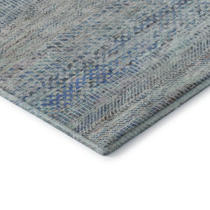 HomeRoots 10' Stylish Blue Gray and Ivory Striped Washable Area Rug - Durable, Stain Resistant with UV Protection 695498
