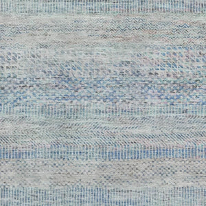HomeRoots 10' Stylish Blue Gray and Ivory Striped Washable Area Rug - Durable, Stain Resistant with UV Protection 695498