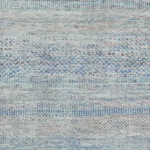 HomeRoots 10' Stylish Blue Gray and Ivory Striped Washable Area Rug - Durable, Stain Resistant with UV Protection 695498