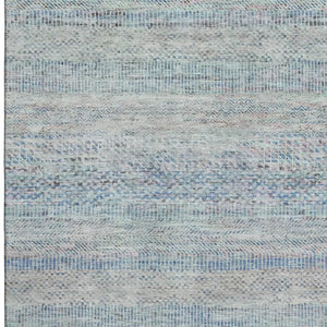 HomeRoots 10' Stylish Blue Gray and Ivory Striped Washable Area Rug - Durable, Stain Resistant with UV Protection 695498