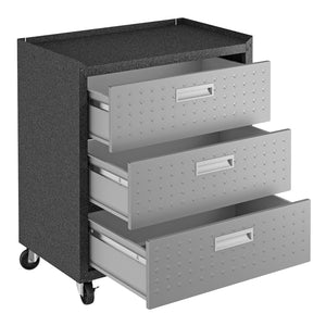English Elm Rolling Metal Garage Cabinet with Locking Doors Diamond Texture Industrial Storage Dark Grey B365P398226