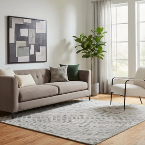 HomeRoots 5' X 8' Stylish Gray Charcoal & Silver Striped Washable Area Rug with UV Protection & Durability 695500