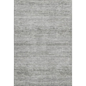 HomeRoots 8' X 10' Stylish Gray Charcoal & Silver Striped Washable Area Rug with UV Protection & Durability 695502