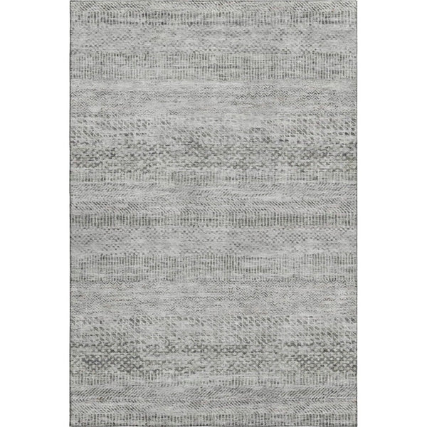 HomeRoots 8' X 10' Stylish Gray Charcoal & Silver Striped Washable Area Rug with UV Protection & Durability 695502
