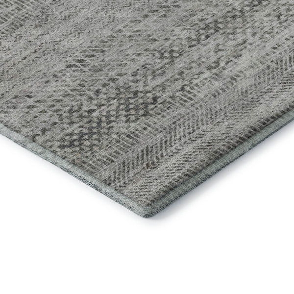 HomeRoots 8' X 10' Stylish Gray Charcoal & Silver Striped Washable Area Rug with UV Protection & Durability 695502