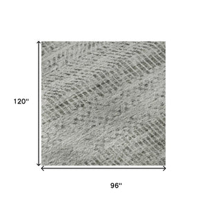 HomeRoots 8' X 10' Stylish Gray Charcoal & Silver Striped Washable Area Rug with UV Protection & Durability 695502