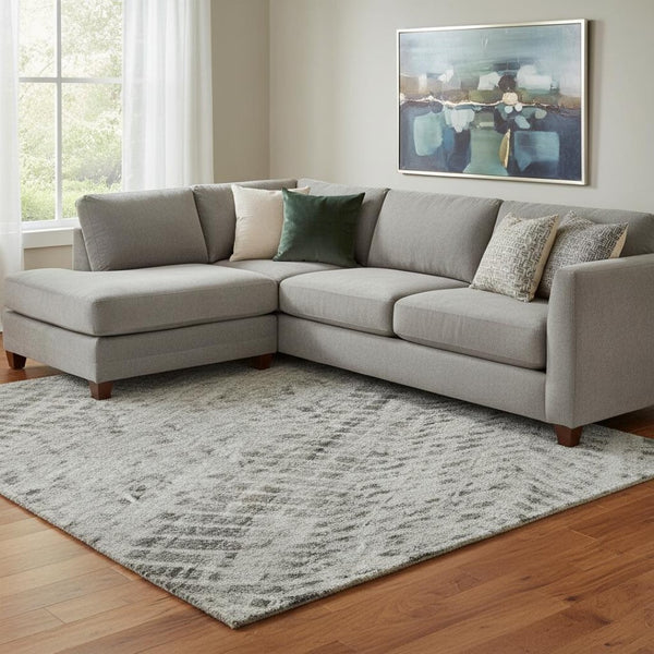 HomeRoots 8' X 10' Stylish Gray Charcoal & Silver Striped Washable Area Rug with UV Protection & Durability 695502