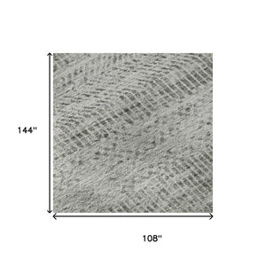 HomeRoots 9' X 12' Charcoal & Silver Striped Washable Area Rug – Durable, Stain-Resistant & UV Protected Design 695503