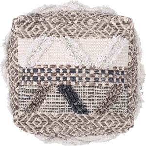 English Elm Christopher Knight Home® - WOVEN Wool Pouf Multi-Color Handwoven Boho Cotton Cube with Removable Zip Cover & Polystyrene Fill 67864.00