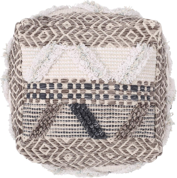 English Elm Christopher Knight Home® - WOVEN Wool Pouf Multi-Color Handwoven Boho Cotton Cube with Removable Zip Cover & Polystyrene Fill 67864.00