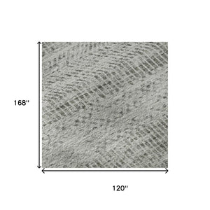 HomeRoots 10' Gray Charcoal and Silver Striped Washable Area Rug with UV Protection for Modern Living Spaces 695504