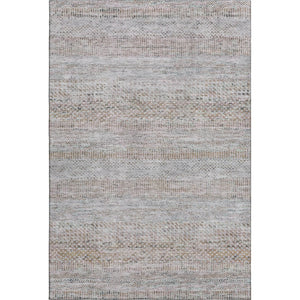 HomeRoots 5' X 8' Stylish Linen Gray & Taupe Striped Area Rug - Washable, UV Protected, Non-Slip Backing 695506