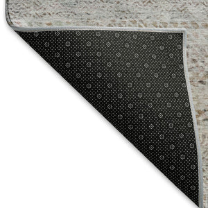 HomeRoots 5' X 8' Stylish Linen Gray & Taupe Striped Area Rug - Washable, UV Protected, Non-Slip Backing 695506