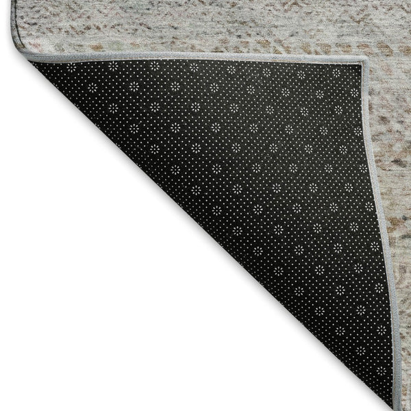 HomeRoots 5' X 8' Stylish Linen Gray & Taupe Striped Area Rug - Washable, UV Protected, Non-Slip Backing 695506
