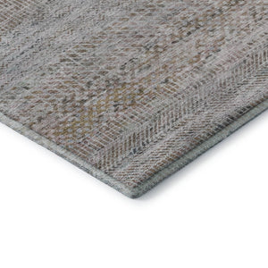 HomeRoots 5' X 8' Stylish Linen Gray & Taupe Striped Area Rug - Washable, UV Protected, Non-Slip Backing 695506