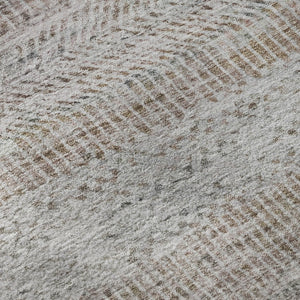 HomeRoots 5' X 8' Stylish Linen Gray & Taupe Striped Area Rug - Washable, UV Protected, Non-Slip Backing 695506