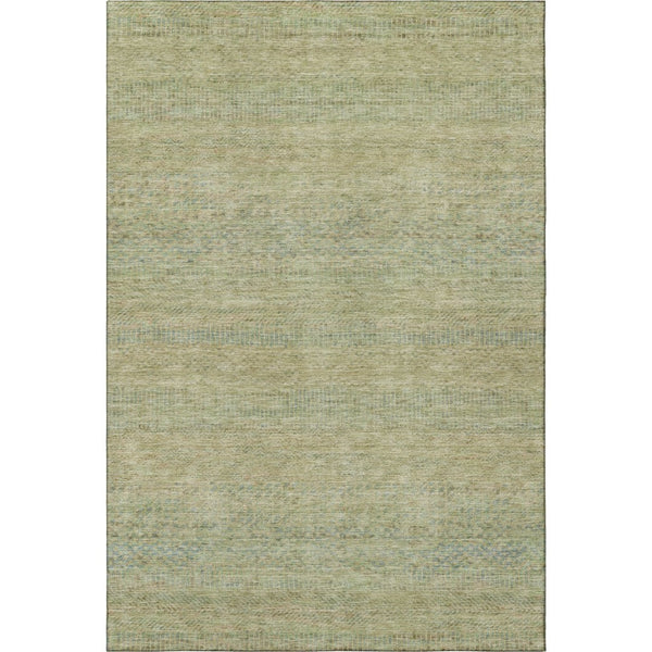HomeRoots 5' X 8' Stylish Wheat Gold and Green Striped Area Rug with UV Protection, Easy Care & Non-Slip Backing 695512