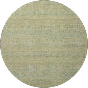 HomeRoots 8' Wheat Gold and Green Striped Round Rug - Washable, Stain Resistant, UV Protected, Non-Slip Design 695513