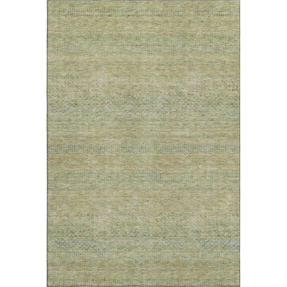 HomeRoots 9' X 12' Stylish Wheat Gold & Green Striped Washable Area Rug with UV Protection for Family Living 695515